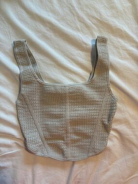 Aritzia Beige Cropped Knit Tank Top